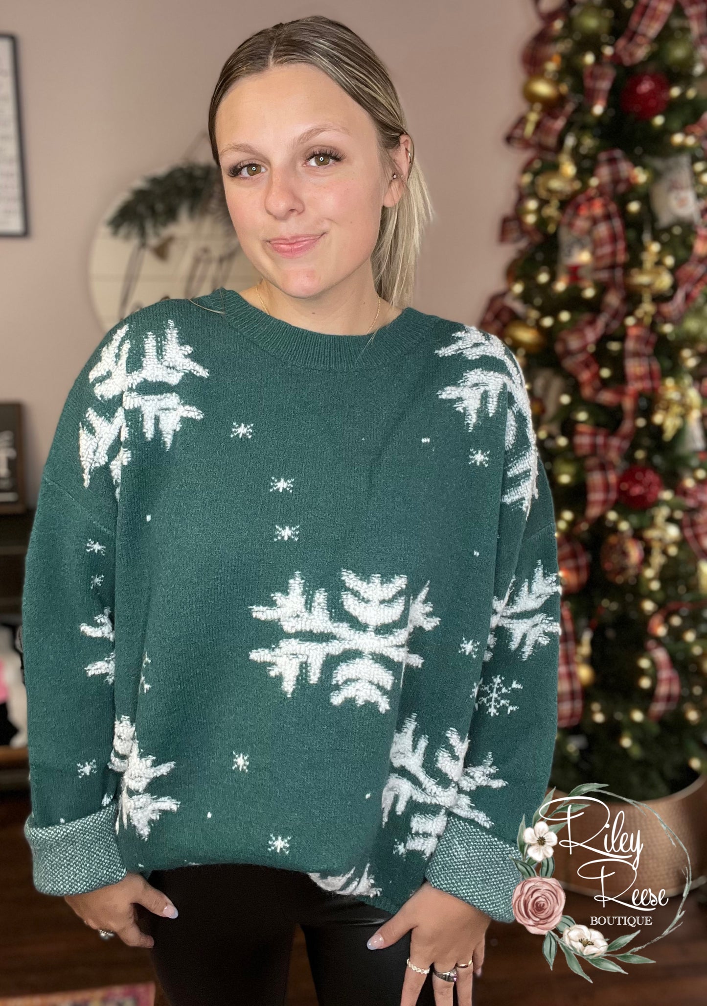 Jaqueline Green Snowflake Sweater