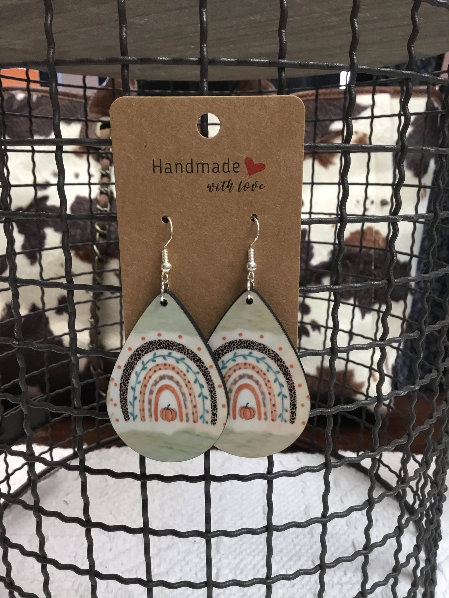 Rainbow Pumpkin Wooden Earrings byMac