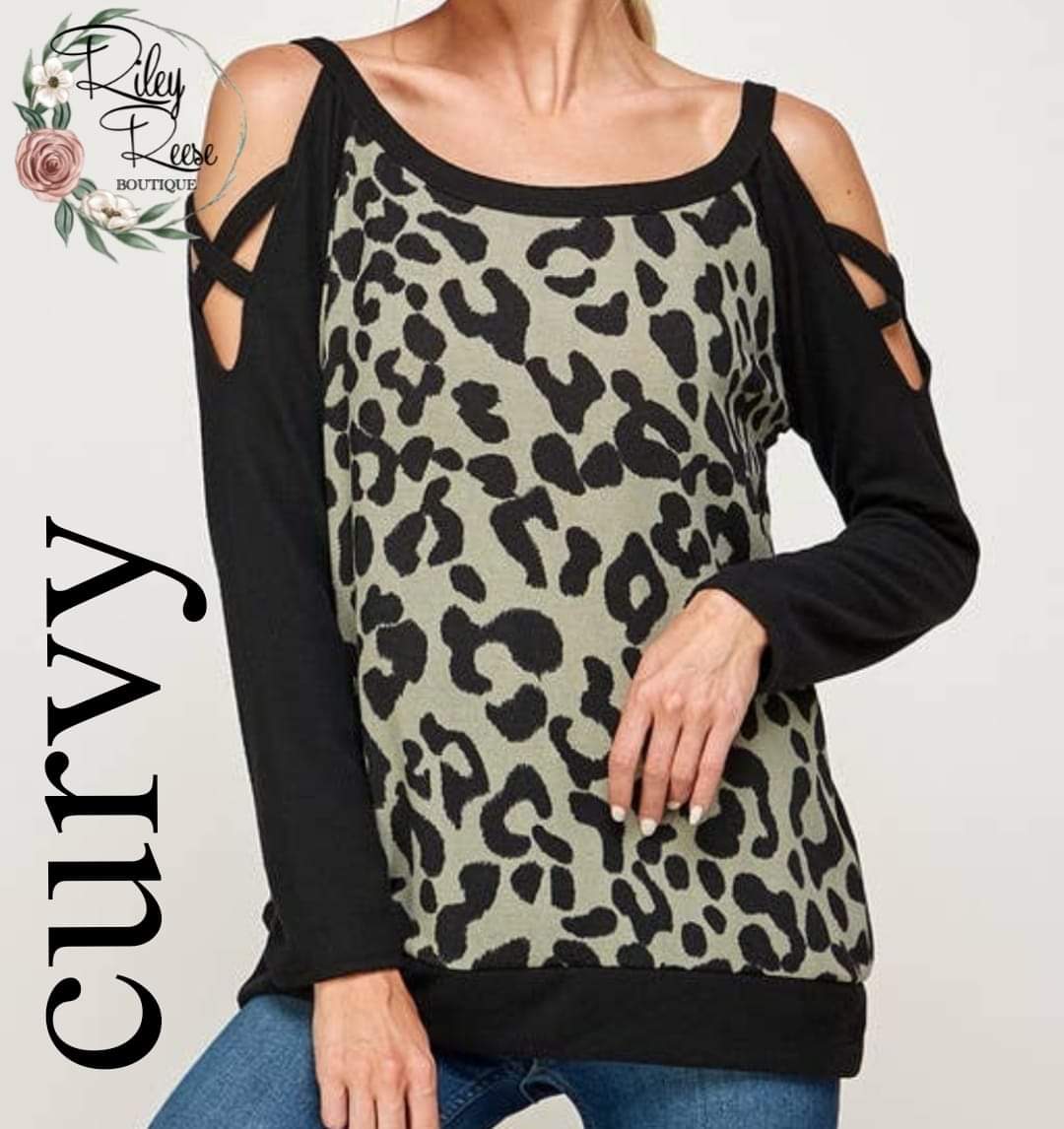 On My Best Behavior Leopard Print Cold Shoulder Tunic