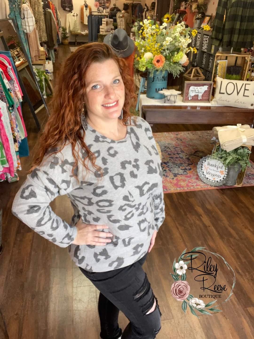Walk With Me Grey Leopard Tunic