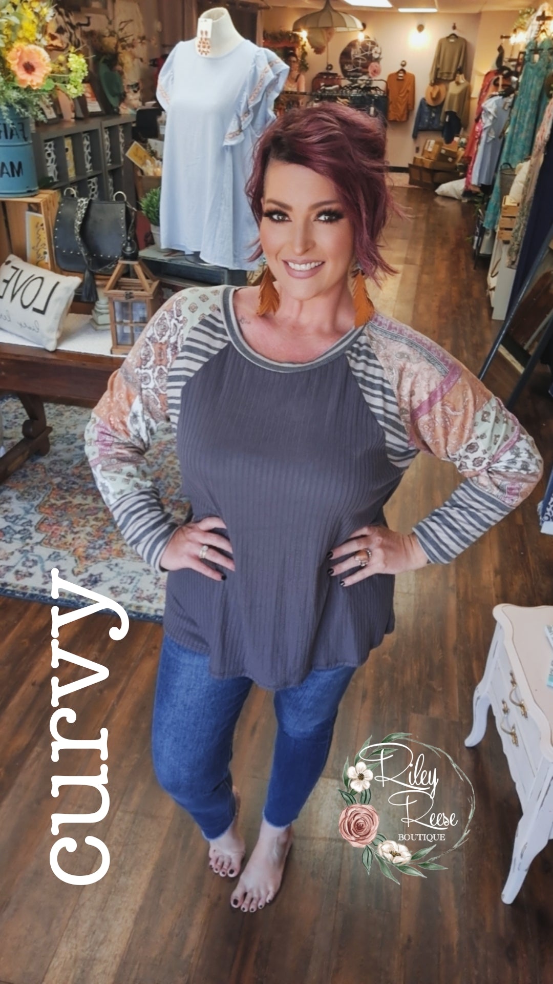 Patchwork Perfection Contrast Sleeve Tunic