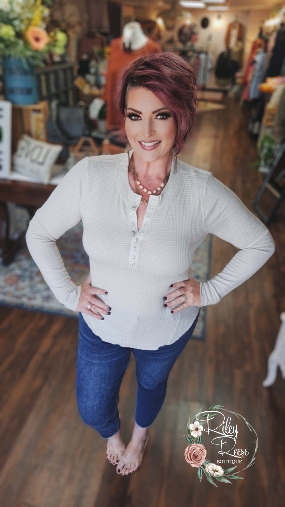 Sand in my Boots Waffle Henley Tunic