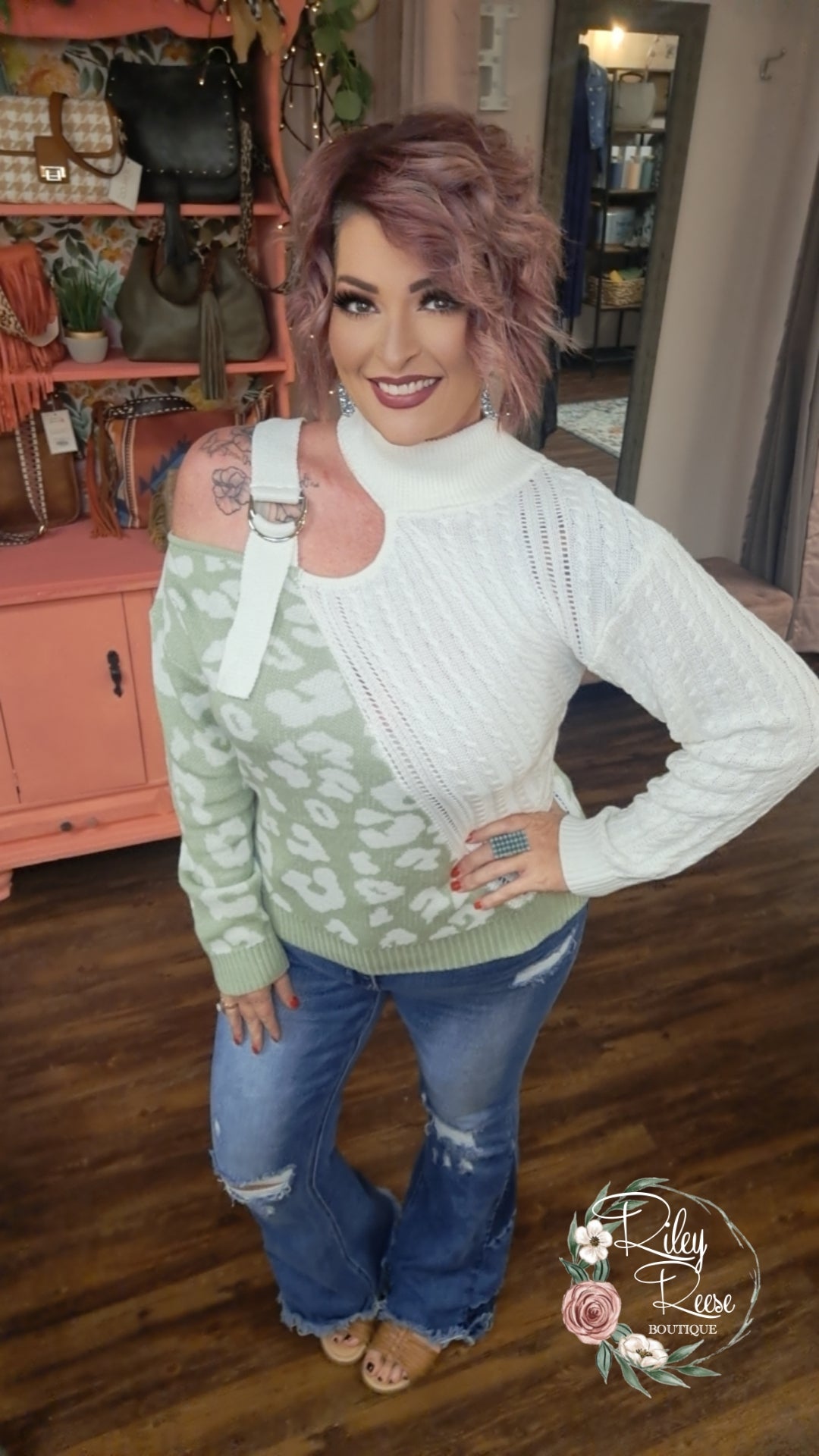 Livin' on the Edge Leopard Strap Sweater