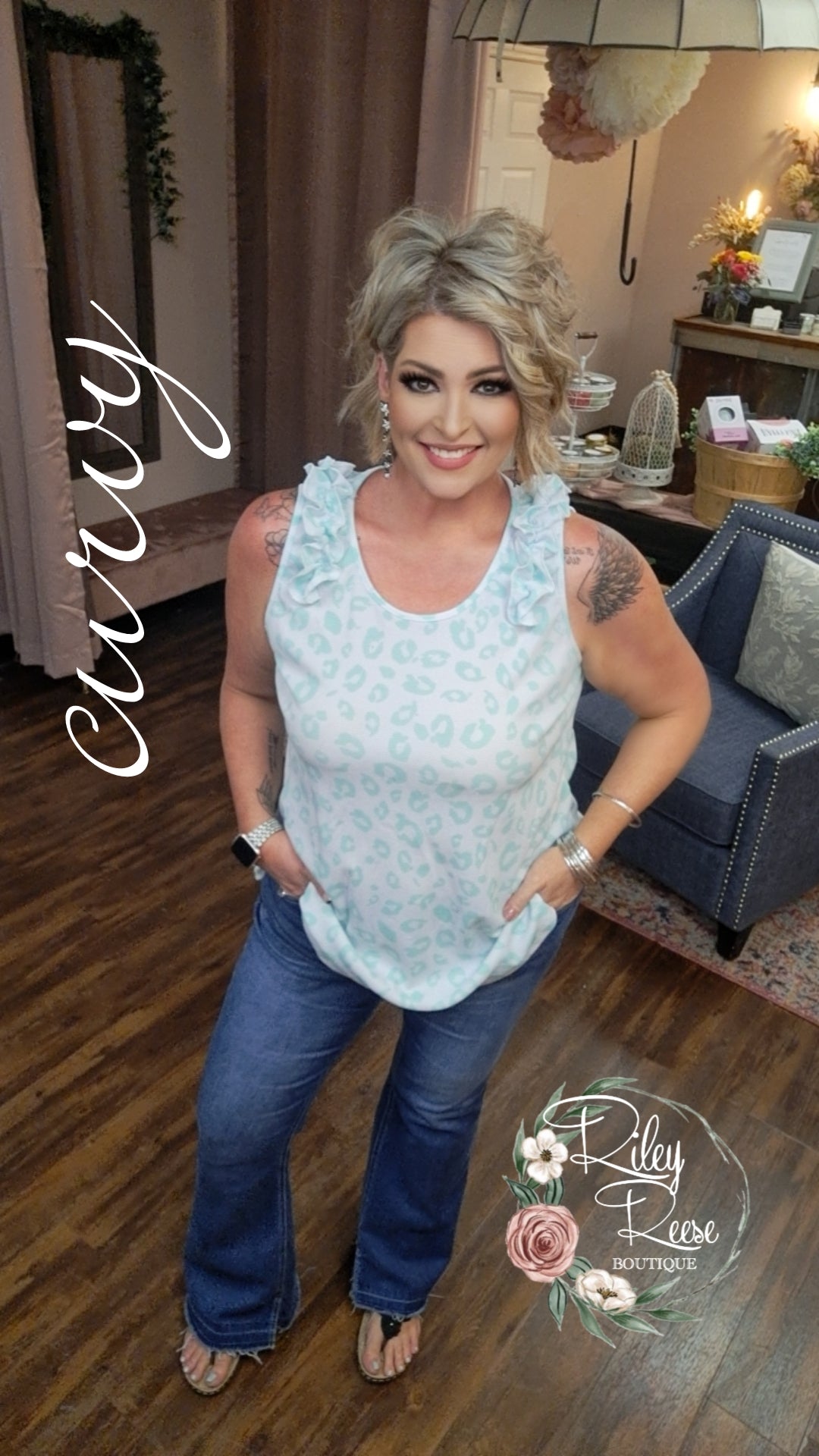 On the Verge Mint Leopard Tank