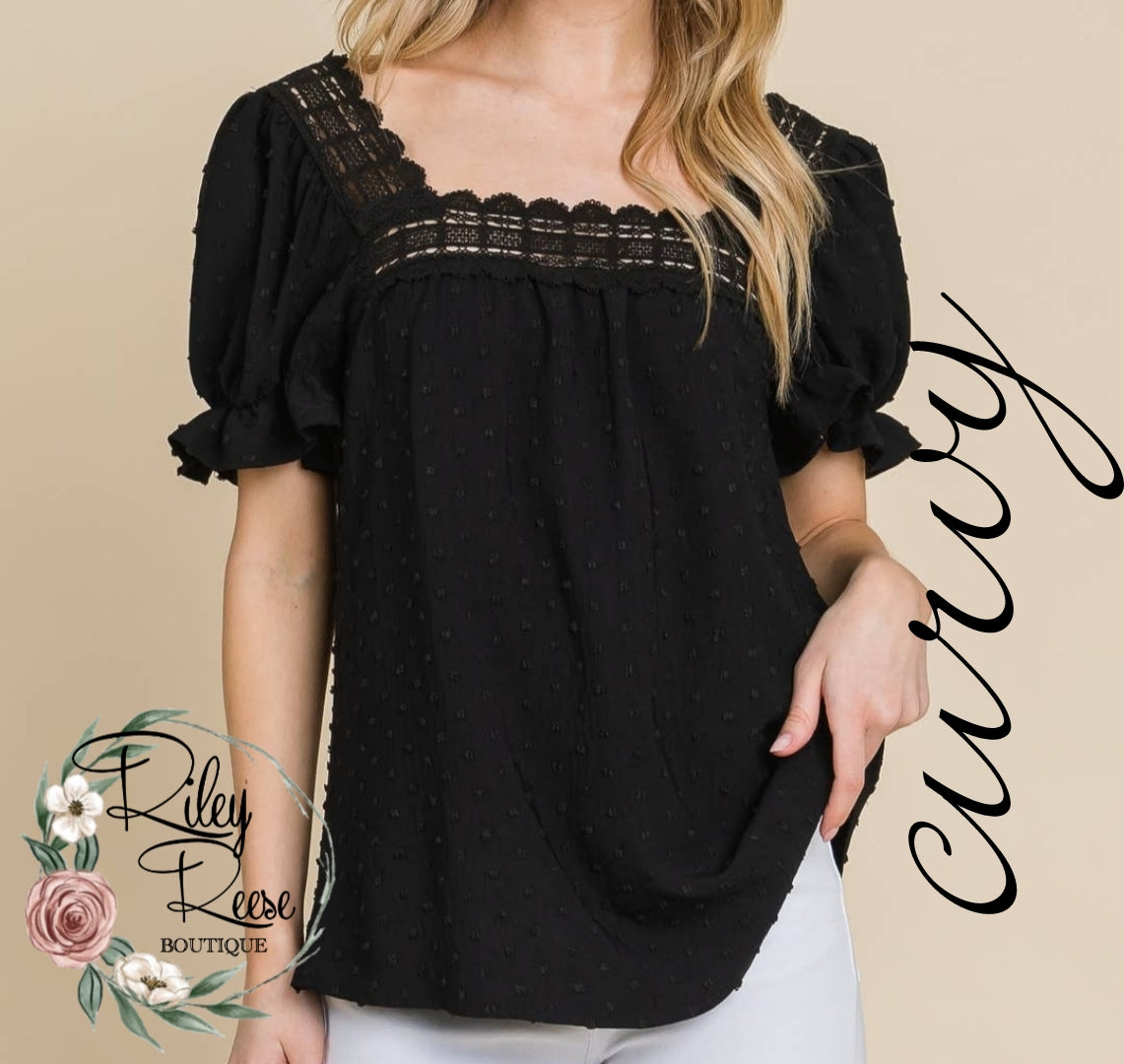 Long Time No See Black Open Dot Tunic- Curvy