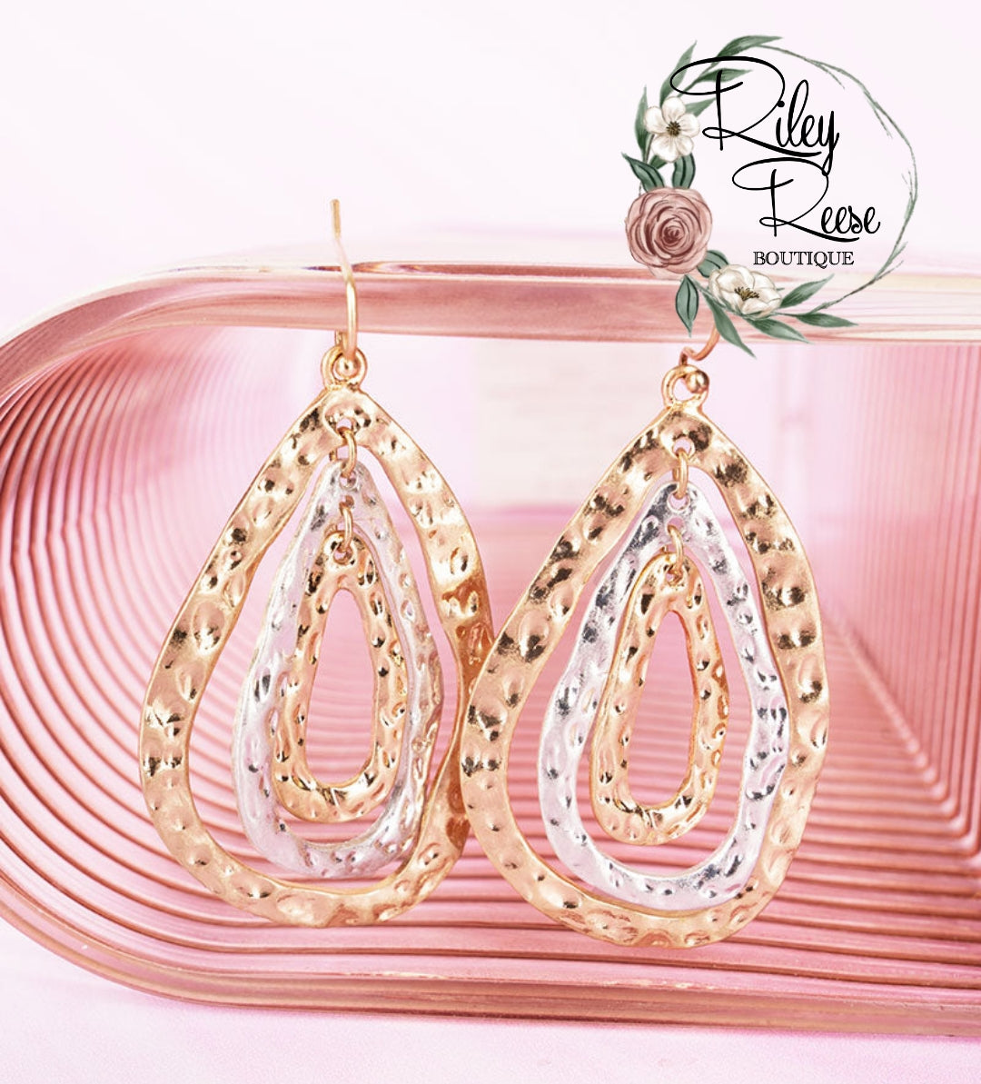 Tristan Teardrop Earrings Two-Tone