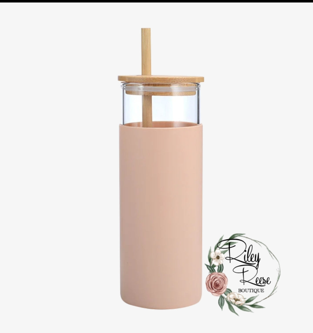 Glass/Bamboo Tumbler With Silicone Sleeve