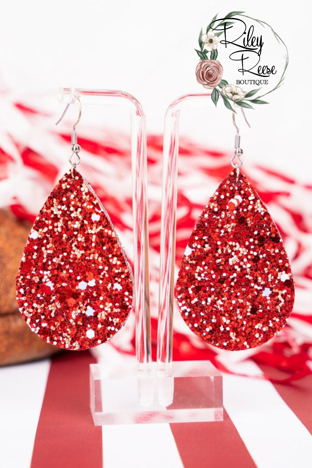 Razzle Dazzle Red Glitter Earrings