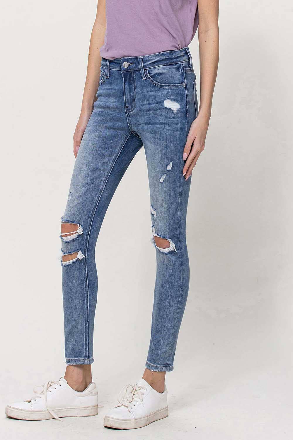 Amber Vervet Distressed Skinnies