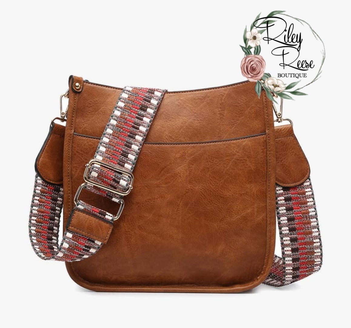 Chloe Crossbody With Adjustable Guitar Strap- Brown