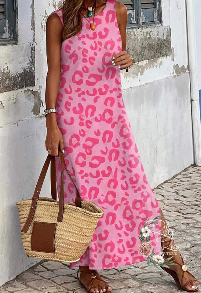 Wild Thang Rose Leopard Print Maxi