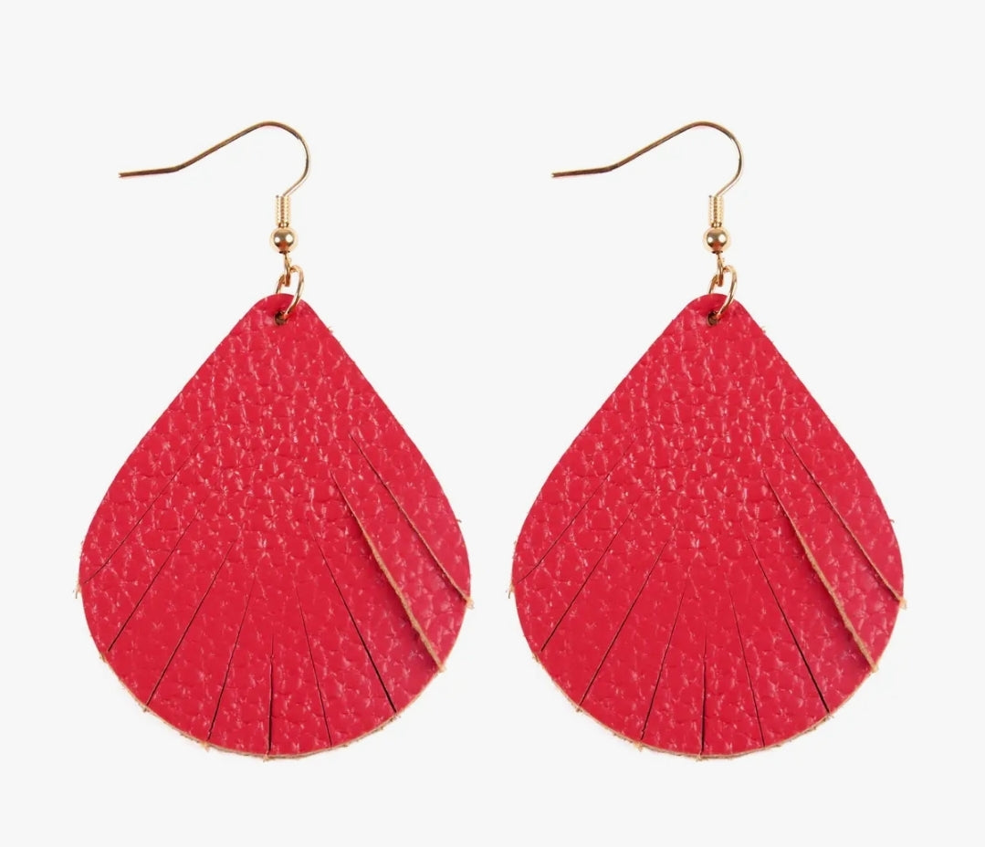 Fan of Fuchsia Leather Earrings