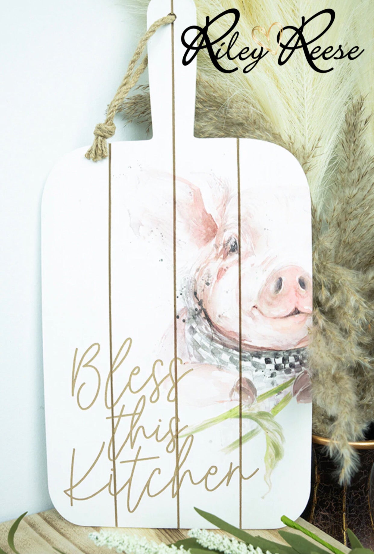 Bless This Kitchen Pig Wall Board