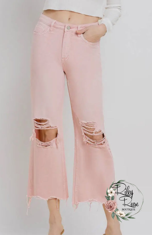 Powder Pink Vintage Distressed Pants