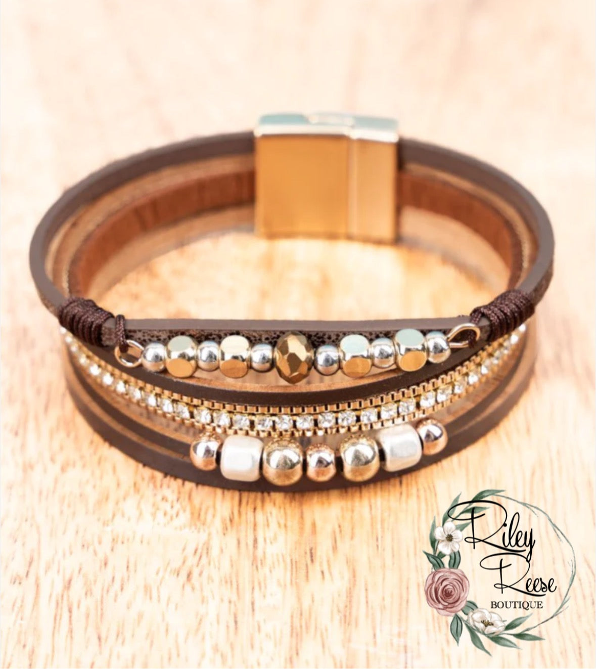 Kacy Leather Beaded Bracelet