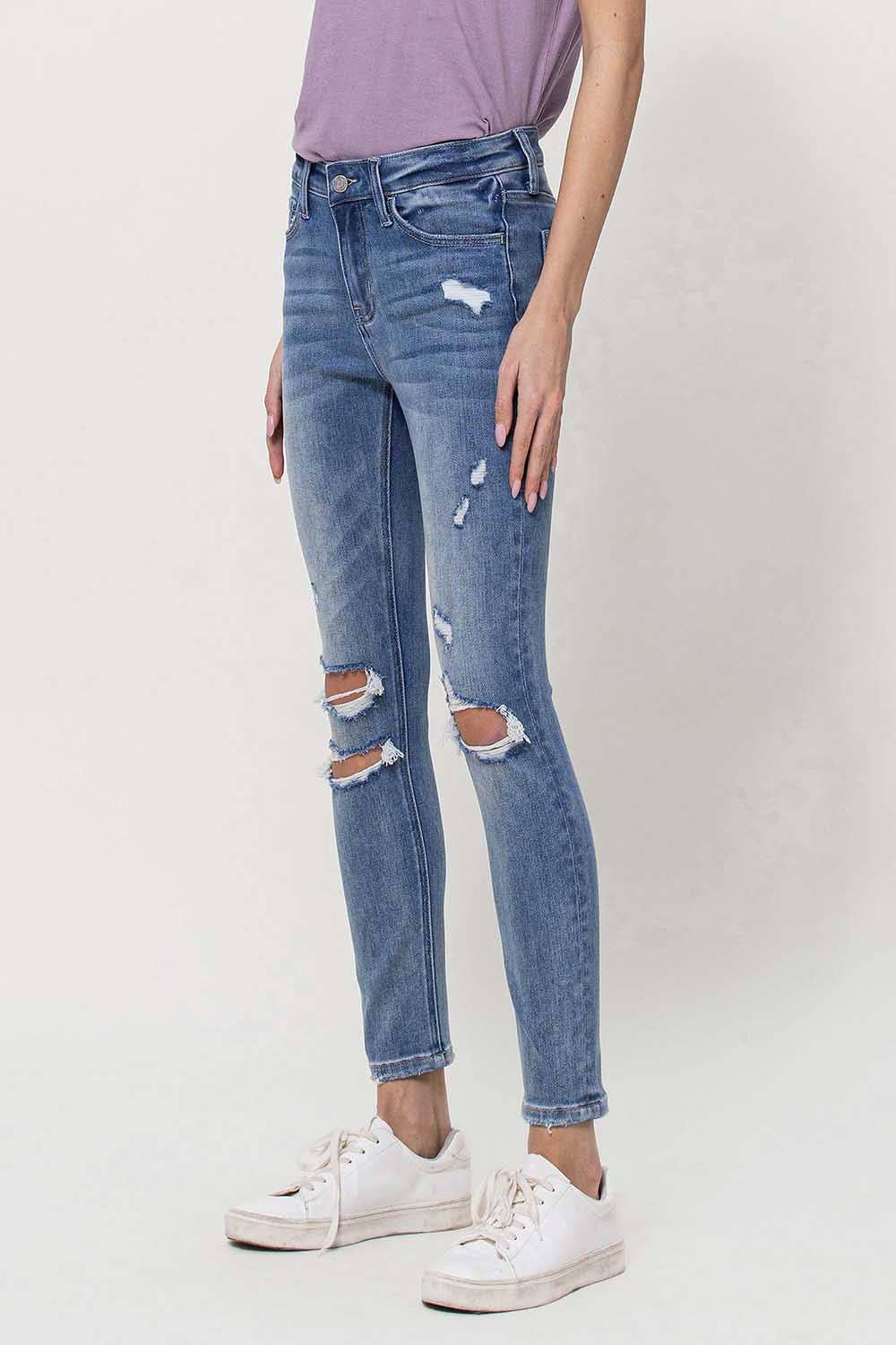 Amber Vervet Distressed Skinnies