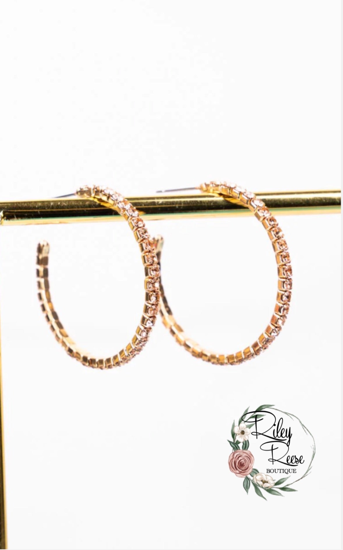 Rose Gold Crystal Hoops