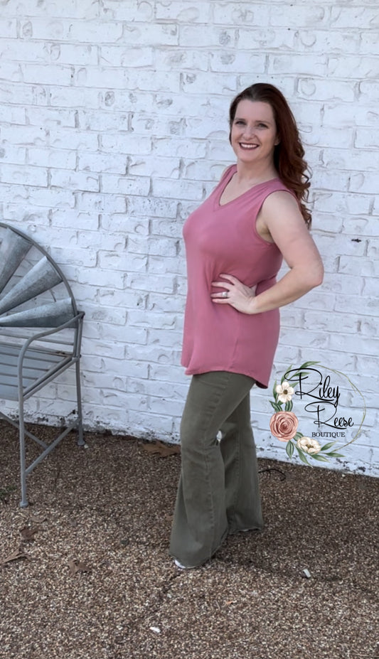 Luxe Rayon Dusty Rose Tank