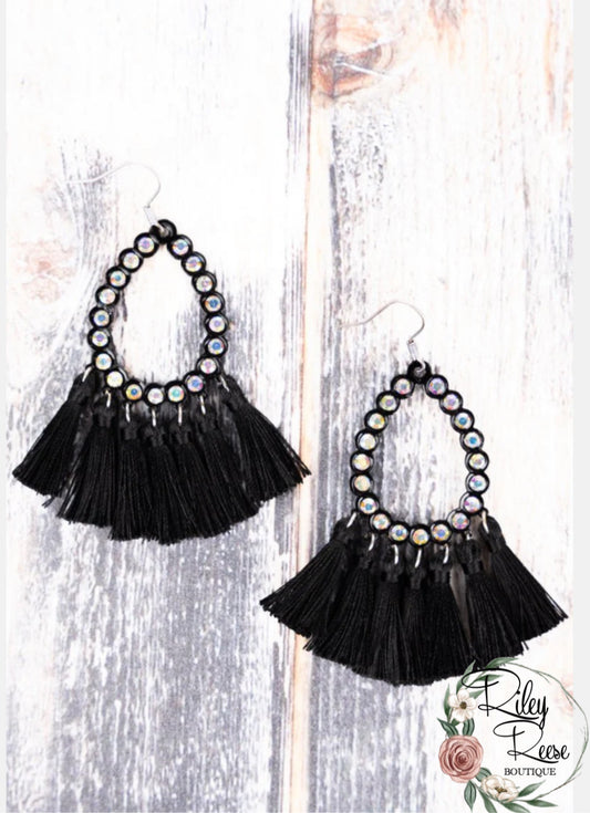 Aurora teardrop tassel earrings