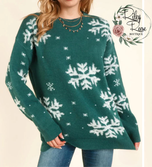 Jaqueline Green Snowflake Sweater