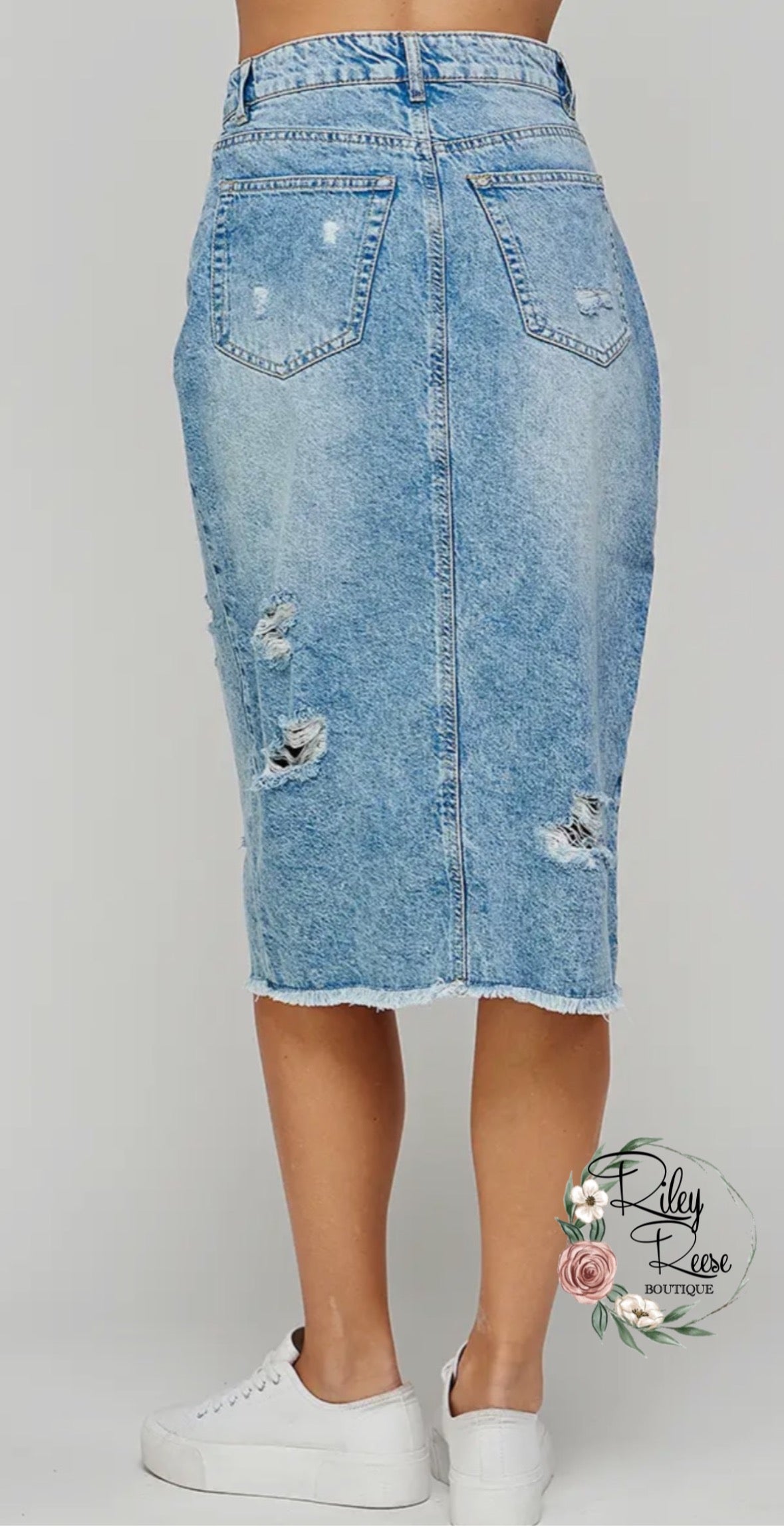 Olivia distressed denim skirt