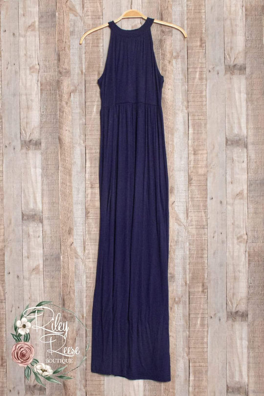 Singing the Blues Halter Maxi Dress