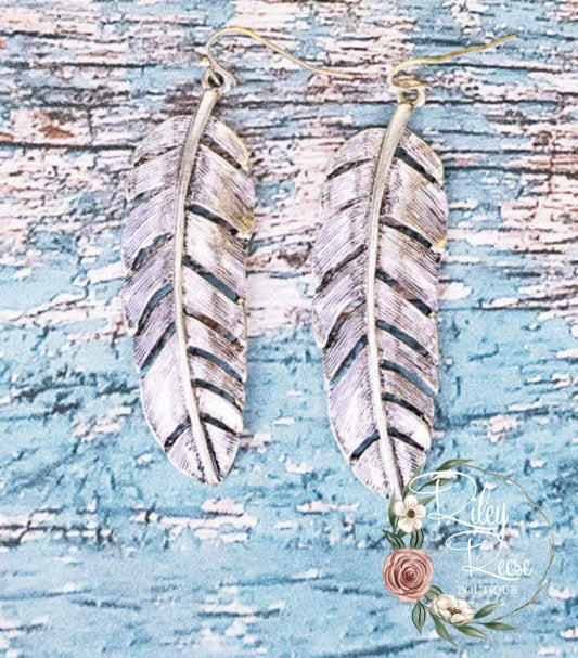 Flight of the Feather Silvertone Earrings