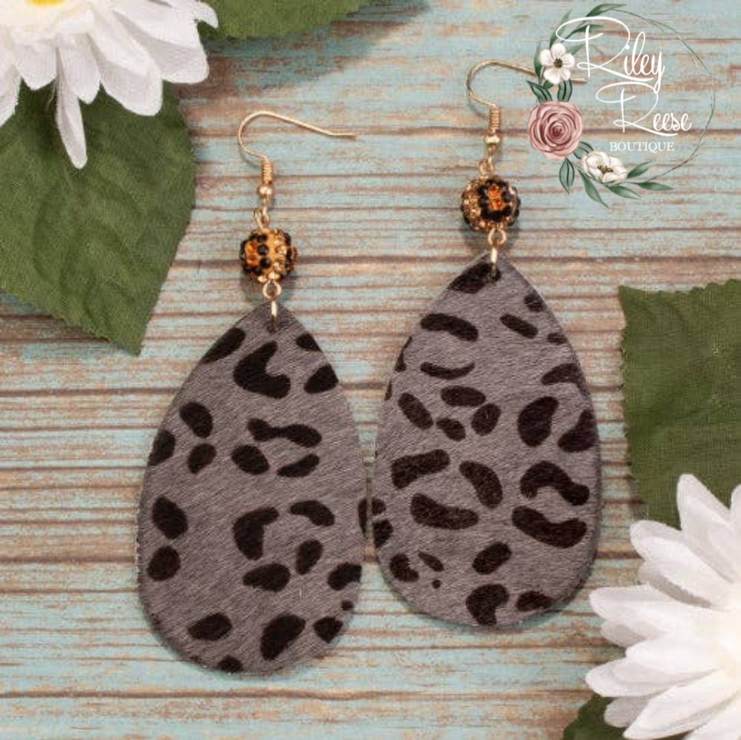 On the Prowl Leopard Crystal Teardrop Earrings