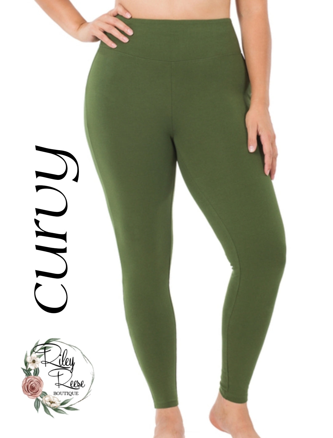 Premium Microfiber Wide Band Legging- Army Green