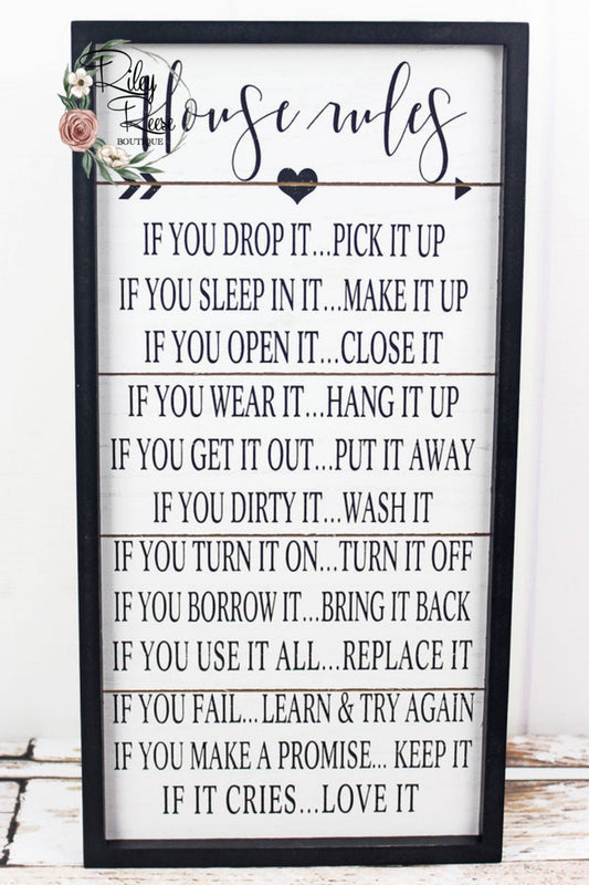 House Rules Wooden Sign