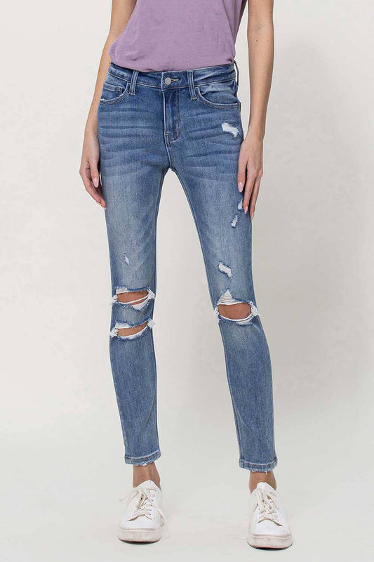 Amber Vervet Distressed Skinnies