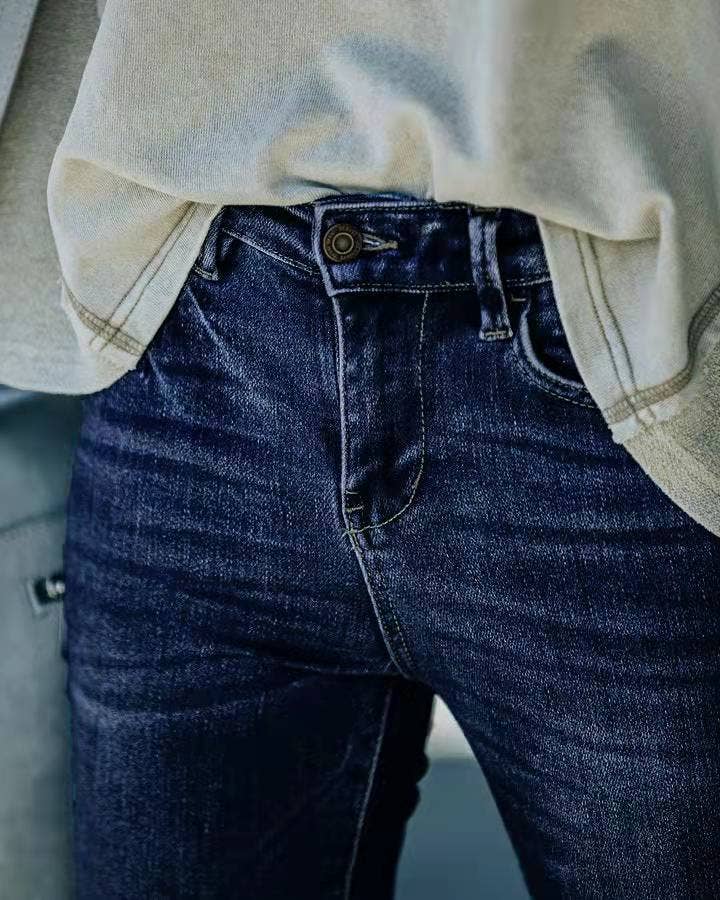 Heather High Waisted Flared Jeans Dark blue