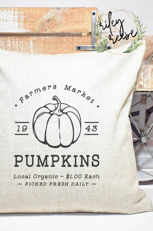 Farmers Market Pumpkin Pillow 18x18