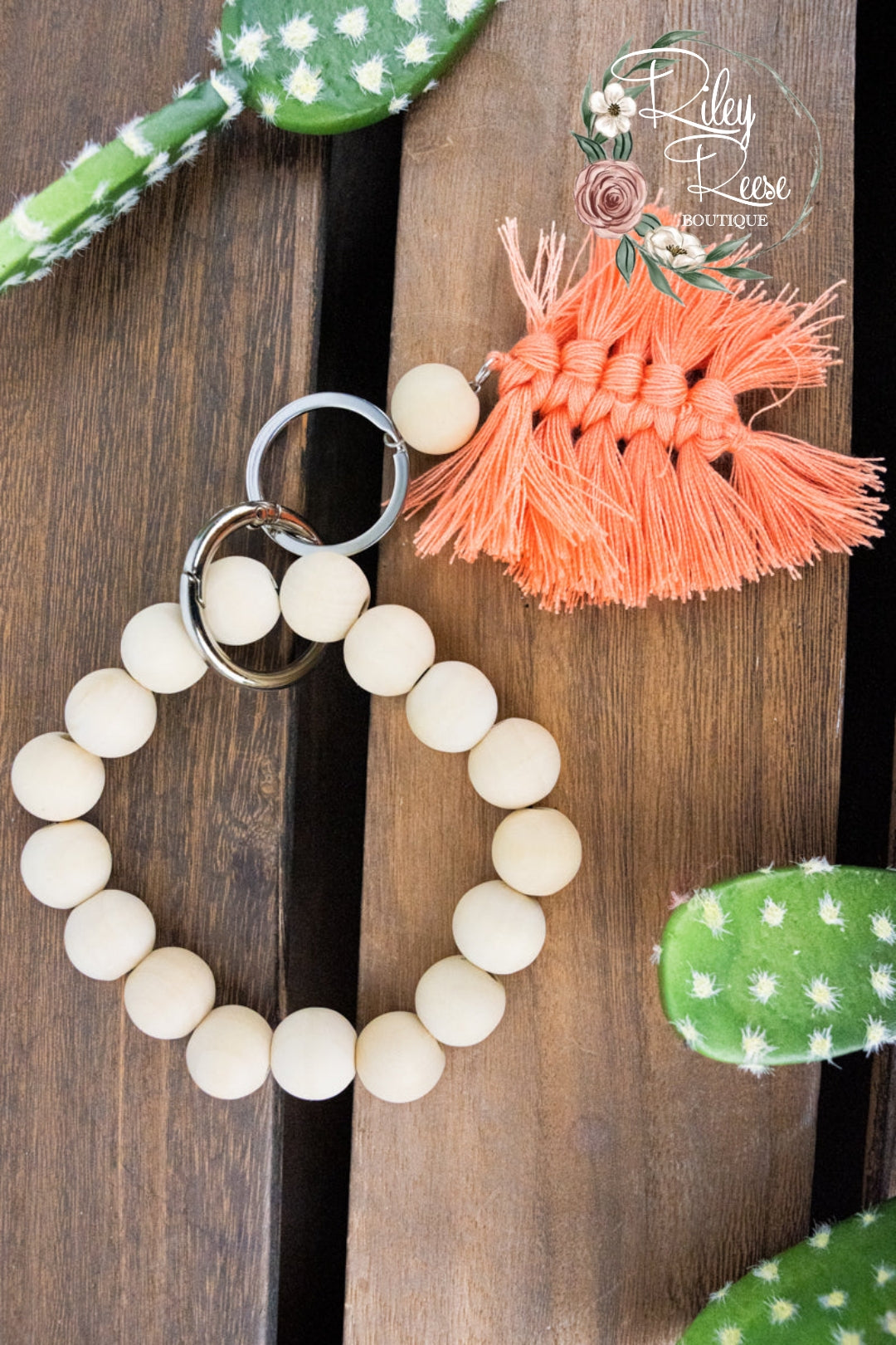 Let's Get Going Coral Feather Keychain