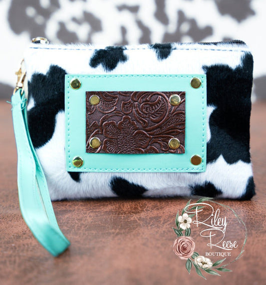 Colton Cow Black Ramblewood Wristlet