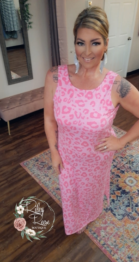 Wild Thang Rose Leopard Print Maxi