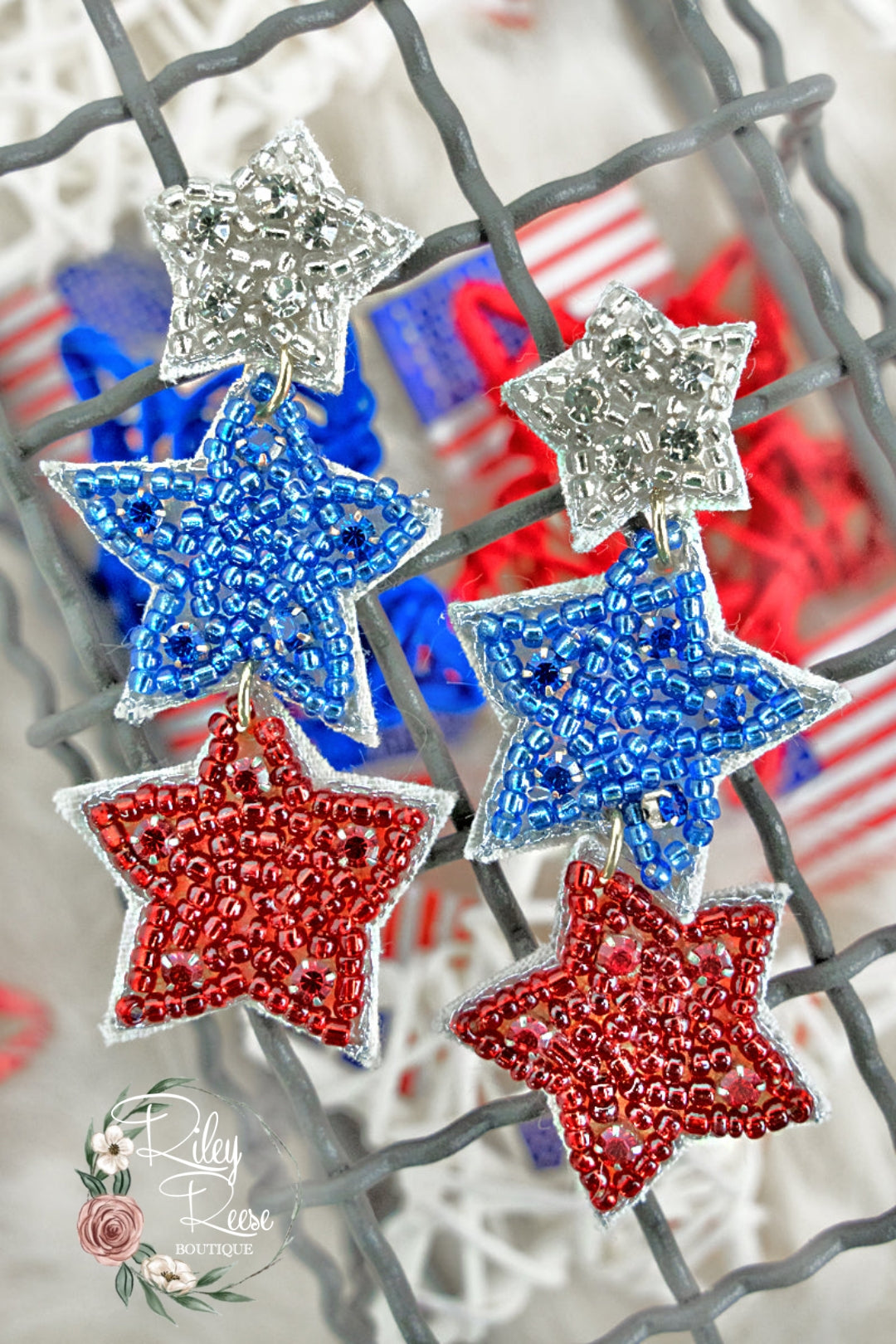 Patriotic Trio Star Earrings