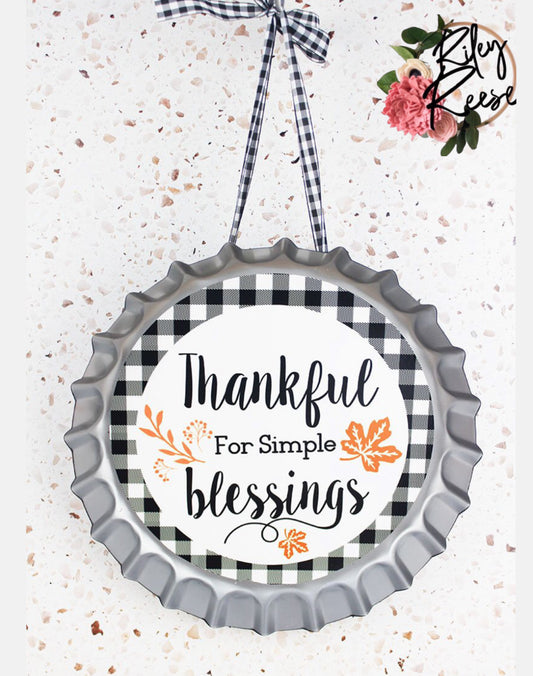 Thankful Blessings Bottle-cap Wall Sign